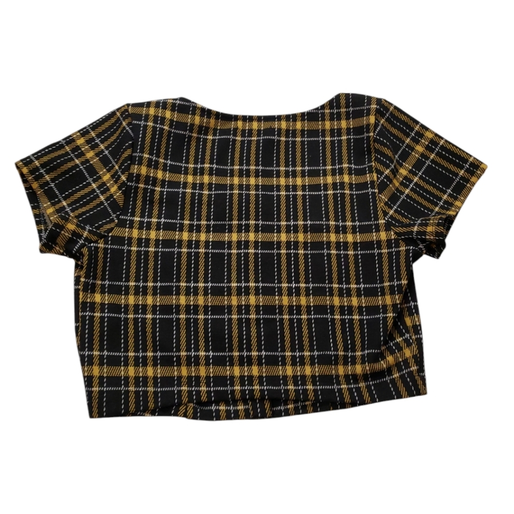 Hollister Plaid Crop Top Square Neckline Size Large - Picture 2 of 4
